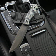 Нож туристический Странник Милитари Gorillas BBQ ручная работа (мрамор) сталь 65г KN48