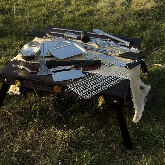 Набор для барбекю и шашлыка в деревянном кейсе Зебра BS5